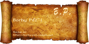 Borhy Pál névjegykártya